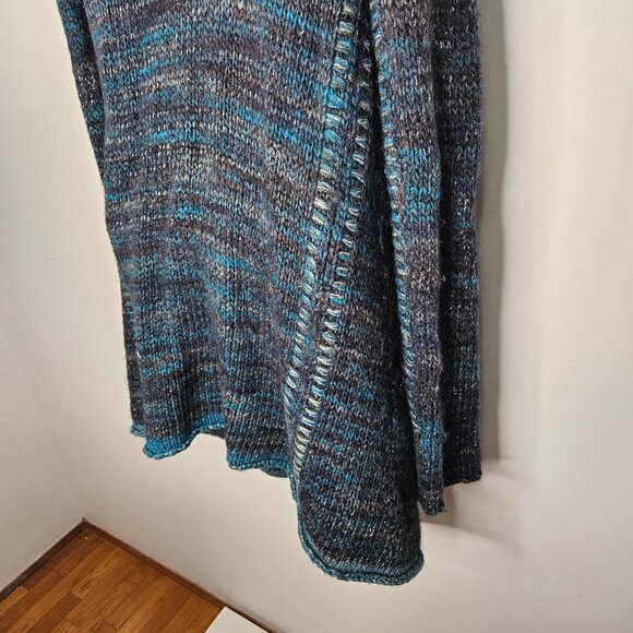 Zadig & Voltaire Cascade  Open Front Chunky Knit Cardigan Sz S Blue Grey Melange - Picture 10 of 11